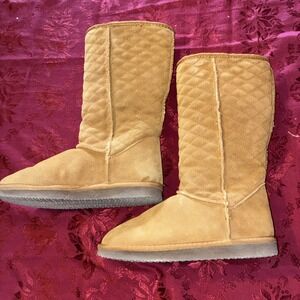 steve madden women boots size 6.5 plowin chestnut suede brown faux fur lined
